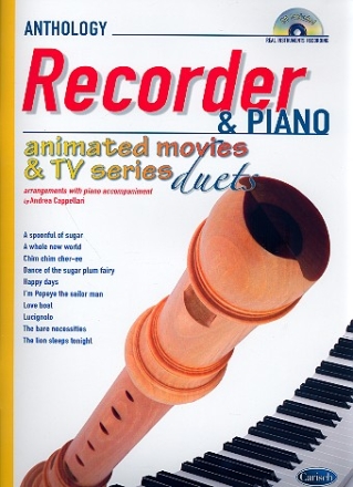 Animated Movies and TV Series Duets (+CD): for recorder and piano