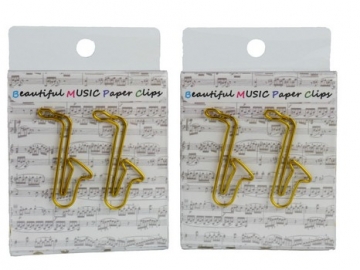 Broklammer Saxophon golden 3,7 cm (Set mit 15 Stck)