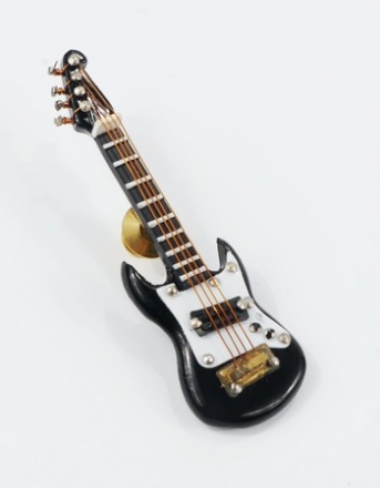 Miniatur Pin E-Gitarre schwarz 7 cm