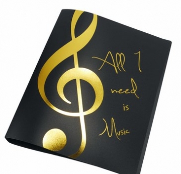 Ringmappe All I need is music schwarz/gold Din A4 2-Ring-Mechanik 20 mm Rcken