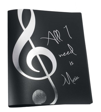 Ringmappe All I need is music schwarz/silber Din A4 2-Ring-Mechanik 20 mm Rcken