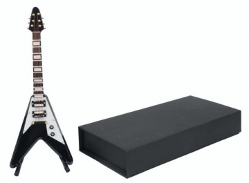 Elektrische Gitarre schwarz 17 cm mit Standfu und Geschenkbox