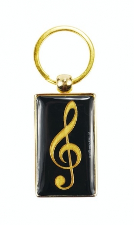 Schlsselanhnger Violinschlssel schwarz/golden 8,5 x 3 cm