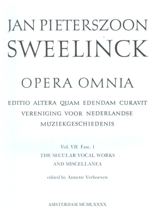 Opera Omnia Vol.7 Fasc.1 the secular vocal works and miscellanea