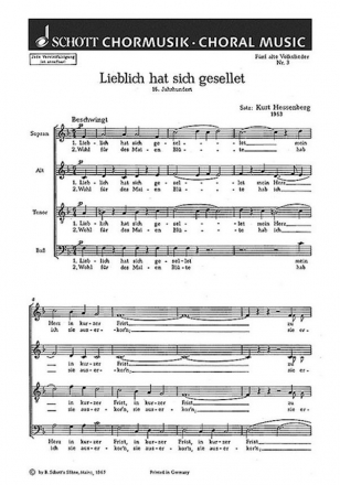 Fnf alte Volkslieder fr gemischten Chor (SATB) Chorpartitur