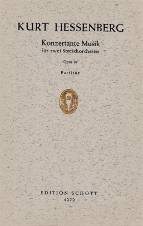 Konzertante Musik op. 39 fr 2 Streichorchester Studienpartitur