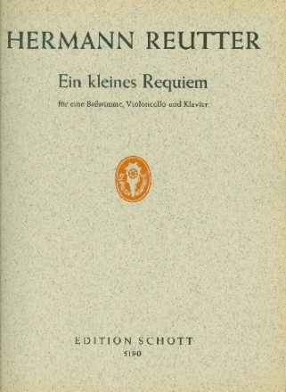 Ein kleines Requiem fr Bass, Violoncello und Klavier Partitur und Violoncellostimme