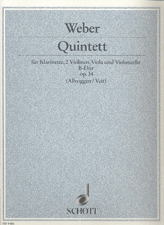 Quintett B-Dur op.34 fr Klarinette und Streichquartett Partitur und Stimmen