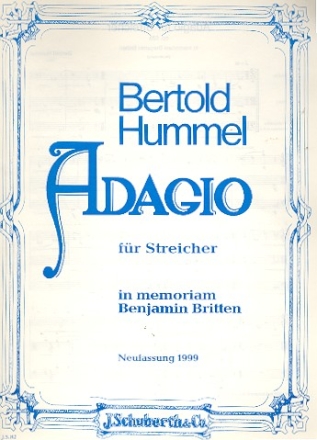 Adagio fr Streicher op. 62a fr Violine, Viola und Violoncello (Kontrabass ad libitum) Partitur und Stimmen