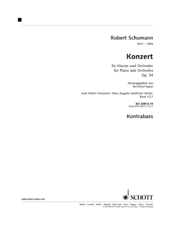 Konzert a-Moll op. 54 fr Klavier und Orchester Einzelstimme - Kontrabass