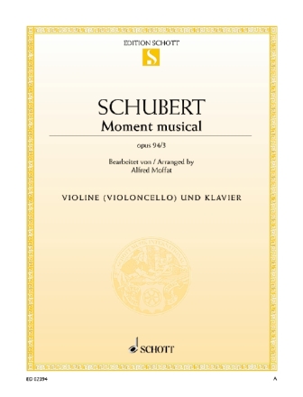 Schubert, Franz, Moment Musical op. 94/3 fr Violine (Violoncello) und Klavier