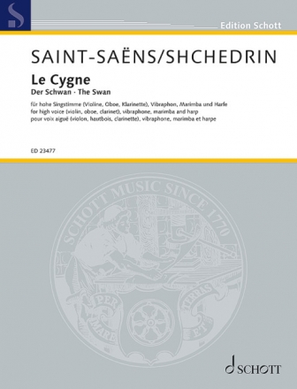 Le Cygne fr hohe Singstimme (Vl, Ob, Klar), Vibraphon, Marimba, Harfe Partitur und Stimmen