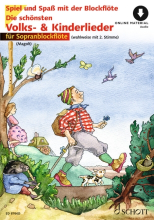 Die schnsten Volks- und Kinderlieder (+Online Audio) fr 1-2 Sopranblockflten