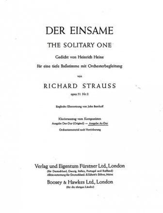 Der Einsame op. 51/2 fr mittelere Singstimme und Klavier