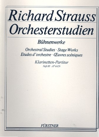 Orchesterstudien aus Bhnenwerken Band 3 fr Klarinetten Spielpartitur