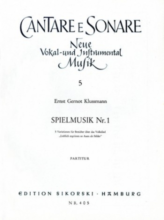 Klussmann, Ernst G Spielmusik Nr. 1 5 Variationen fr Streicher ber das Volkslied 'Lieblich ergrnen so Streicher