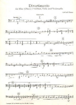 Divertimento Fr Flte (Oboe), 2 Violinen, Viola und Violoncello Violoncello