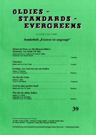 : Oldies - Standards - Evergreens, Heft 39: Foxtrot ist angesagt Fr Klavier Klavier