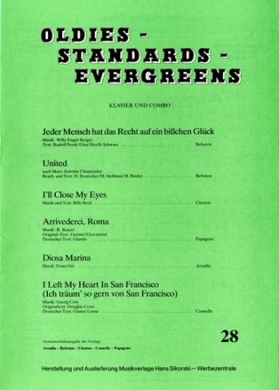 Oldies Standards Evergreens Band 28: fr Klavier und Combo Klavierpartitur und Stimmen