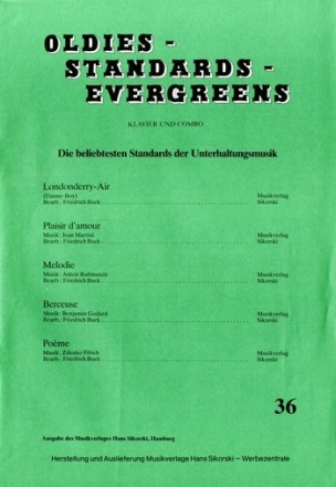 Oldies Standards Evergreens Band 36: fr Klavier und Combo Klavierpartitur und Stimmensatz