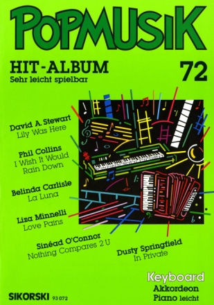 Popmusik Hit-Album Band 72: fr Keyboard (Akkordeon)