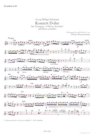 Konzert D-Dur TWV 53:D2 fr Trompete, 2 Oboen und Streicher Trompete solo