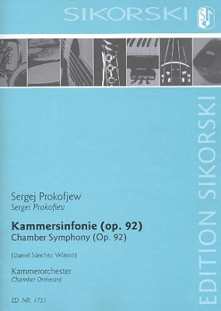 Kammersinfonie nach dem Streichquartett F-Dur Nr.2 op.92 fr Kammerorchester Partitur