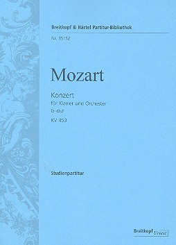 Konzert G-Dur KV453 fr Klavier und Orchester Studienpartitur