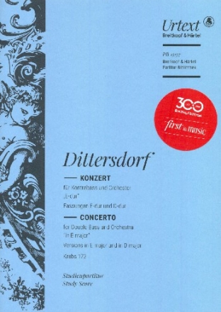 Konzert E-Dur Krebs172 (Fassungen in E-Dur und D-Dur) fr Kontrabass und Orchester Studienpartitur