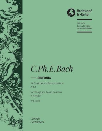 Bach, Carl Philipp Emanuel Symphonie Nr. 4 A-dur Wq 182/4 fr Orchester Klavier / Cembalo