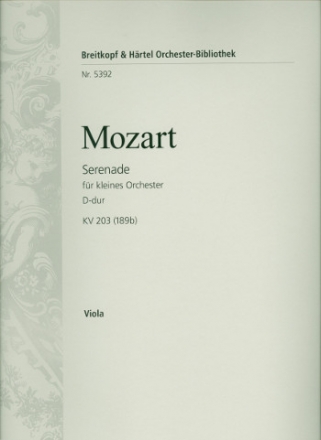 Serenade D-Dur KV203 (KV189b) fr Kammerorchester Viola