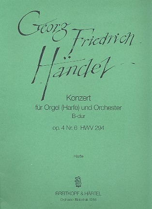 Konzert B-Dur op.4,6 HWV294 fr Orgel, Harfe und Orchester Harfe solo