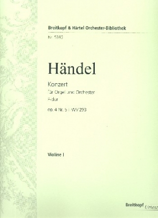 Konzert F-Dur op.4,5 HWV293 fr Orgel und Orchester Violine 1