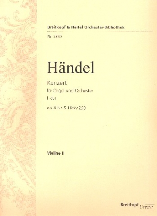 Konzert F-Dur op.4,5 HWV293 fr Orgel und Orchester Violine 2