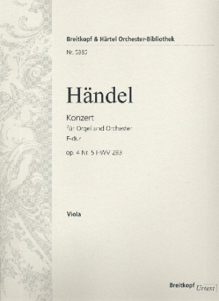 Konzert F-Dur op.4,5 HWV293 fr Orgel und Orchester Viola