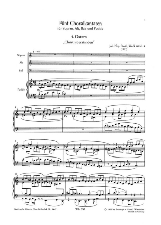 Choralkantate Wk 60,4 fr gem Chor und Orgel Chorpartitur