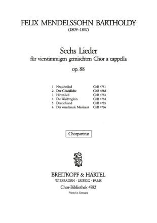 Mendelssohn Bartholdy, Felix Der Glckliche fr gem Chor a cappella Chorpartitur