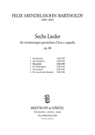 Mendelssohn Bartholdy, Felix Hirtenlied fr gem Chor a cappella Chorpartitur