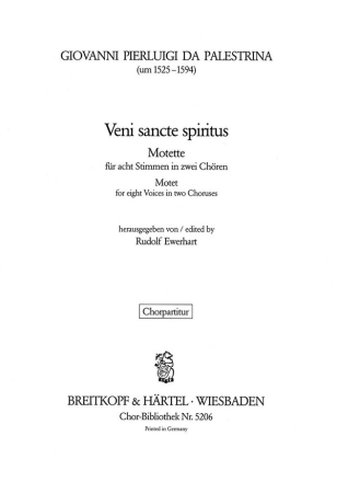 Palestrina, Giovanni Pierl da Veni sancte spiritus fr gem Chor Chorpartitur