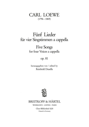 Fnf Lieder op. 81 fr gem Chor Chorpartitur