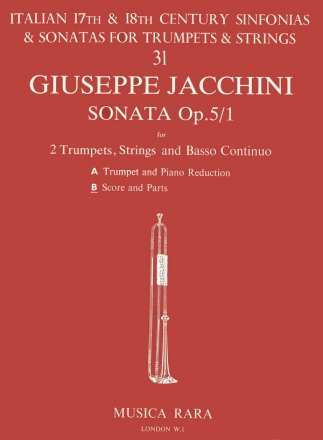 Jacchini, Giuseppe Sonata in D op. 5 Nr. 1 fr 2 Trompeten, Streicher und Bc Stimmen