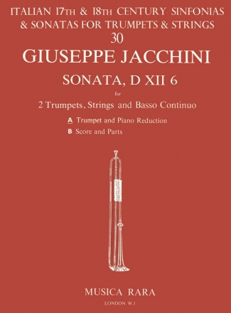 Jacchini, Giuseppe Sonata in D Nr. XII/6 for 2 trumpets, strings and bc for 2 trumpets and piano