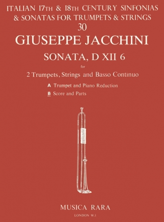 Jacchini, Giuseppe Sonata in D Nr. XII/6 for 2 trumpets, strings and bc Stimmen