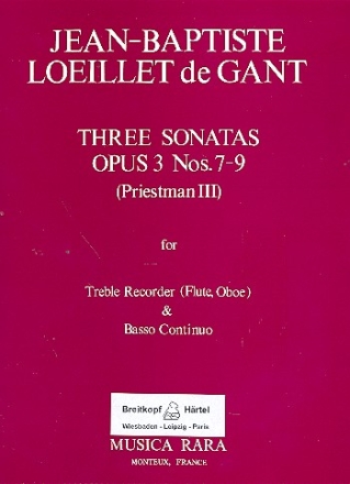 Zwlf Sonaten op.3 Band 3 (Nr.7-9) fr Altblockflte (Flte, Oboe) und Bc