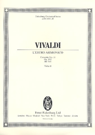 Konzert d-Moll L'Estro Armonico op.3,11 RV565 fr 2 Violinen, Violoncello, Streicher und Bc Viola 2