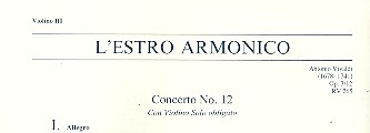 Konzert E-Dur L'Estro Armonico op.3,12 RV265 fr Violine, Streicher und Bc Violine 3