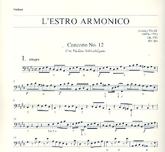 Konzert E-Dur L'Estro Armonico op.3,12 RV265 fr Violine, Streicher und Bc Kontrabass