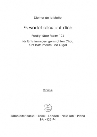 Motte, Diether de la Es wartet alles auf dich Predigt ber Psalm 104 Stimme(n) V