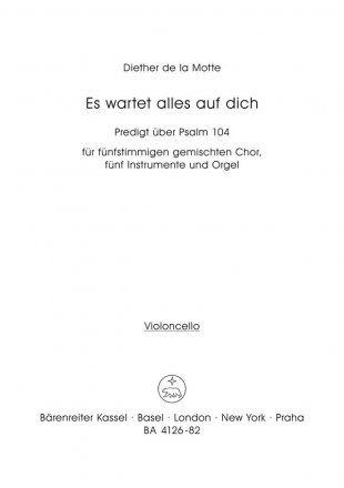 Motte, Diether de la Es wartet alles auf dich Predigt ber Psalm 104 Stimme(n) Vc