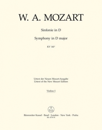 Sinfonie Ouvertre zu KV 126 'Il sogno di Scipione' KV 141a(161) Stimme(n), Urtextausgabe V1